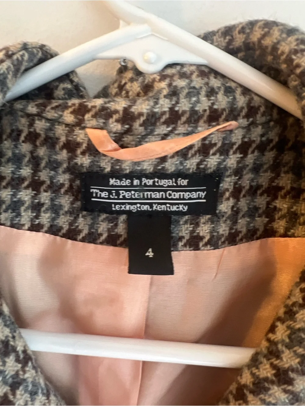 J. Peterman Houndstooth Double-Breasted jacket coat blazer NWOT wool - Picture 3 of 5